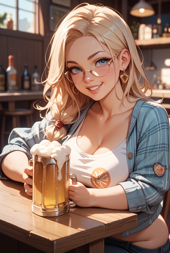 ((noite, fundo escuro)), ((Uma mulher muito fofa fica nua em uma boate)) ((no bar)) Cocktails, neon, drunna, ((vestindo uma camisa branca de seda aberta: 1.5.)). 40k, fotografia, obra prima, best qualidade, fundo cinzento escuro, ((1girl blue eyes and gorgeous light blonde hair, she wears glasses on her beautiful face, )). uma bela mulher branca com bunda grande, soft medium breasts and white skin;, poses variadas.((Medium breasts :1.4)),((seios muito macios)), Garota nua ultra-Rosto detalhado, Olhos detalhados. em um bar. (tocar-se). (((she is wet))).