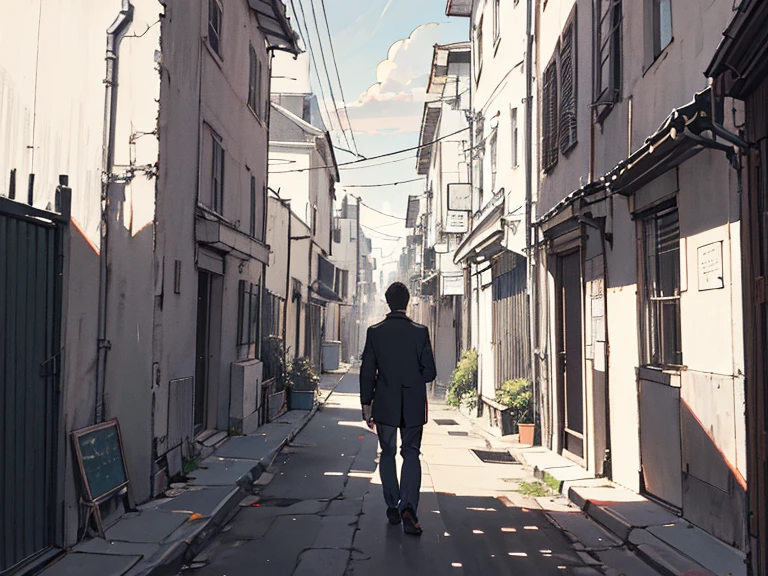 （1 boy，Black color hair，Business suit），Lynn quickly walked out of the dimly lit attic。I saw his uncle dragging the body of an unknown creature cut in half to the operating room next to it