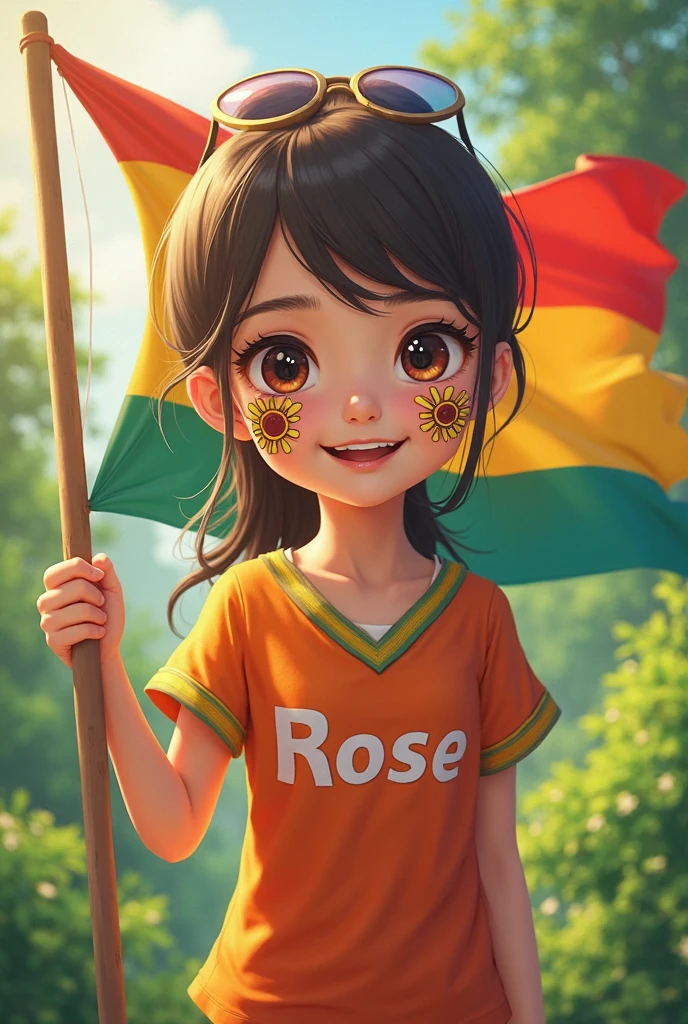 a child in elementary school uniform holding an indonesian flag,indonesian independence day,beautiful detailed eyes,beautiful detailed lips,extremely detailed eyes and face,long eyelashes,1girl,oil painting,illustration,dynamic pose,colorful,vibrant,dramatic lighting,sharp focus,photorealistic,4k,8k,highres,masterpiece:1.2,ultra-detailed,realistic:1.37,studio lighting,ultra-fine painting,physically-based rendering,extreme detail description,professional,vivid colors,bokeh