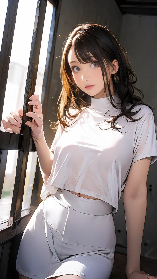 Random Pause, Mix 4,8K, RAW Photos, Highest quality, masterpiece: 1.45), (Realistic, photoRealistic: 1.37), one girl, cute, Cityscape, night, , Professional Lighting, Photon Mapping, Radio City, Physically Based Rendering, ,, girl, {{{(See-through  white tight short sleeve turtleneck:1.2):Nipples1}}}, White skin, Highest quality Phote, High resolution, 1080P, (Clear Face), (Detailed face description), (Detailed hand description), (masterpiece), ), Extreme light and shadow, (Straight hair:1.5}, masterpiece, Rich details, (Beautiful Face), (Highest quality photo ), (masterpiece), (bangs:1.5), Look in front of you, Thin clavicle, (Small breasts:1.4),{{{see-through Bra:pink}}}