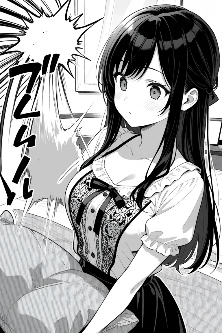 garota de anime com seios grandes e seios grandes, Oppai, closeup de estilo de gesto pesado, black and white mangá panel, detailed mangá style, mangá illustration, expressão safada, award winning mangá style, mangá!, striking mangá artstyle, in mangá style, mangá!!!, parecendo surpreso, ink mangá drawing, expressão emocionante, Seios Grandes!, mangá panels