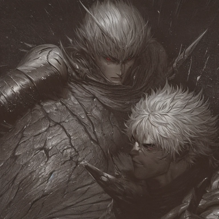 homen,strong muscular, White hair, best qualityer,open chest vest, blue and black clothes with dragon wings, black and blue dragon horns, black cloth on face