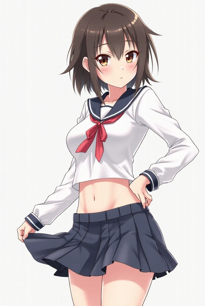 Best Quality, masterpiece, ((Solo, 1girl)), tsutsukakushi tsukiko, Grey Hair, Short hair, aqua eyes, Side Ponytail, fine detailed shiny eyes, flat chest, high resolution, best lighting, extremely detailed illustrations,
blush, embarrassed, open mouth, watery eyes
Realistic white panties, crotch seam, cameltoe, 
((white background)) NSFW, loli girl, pantyshot, Spread legs, from below, school uniform, pink plaid skirt, wet panties, cleft of Venus, navel, completely naked, skirt lift by self