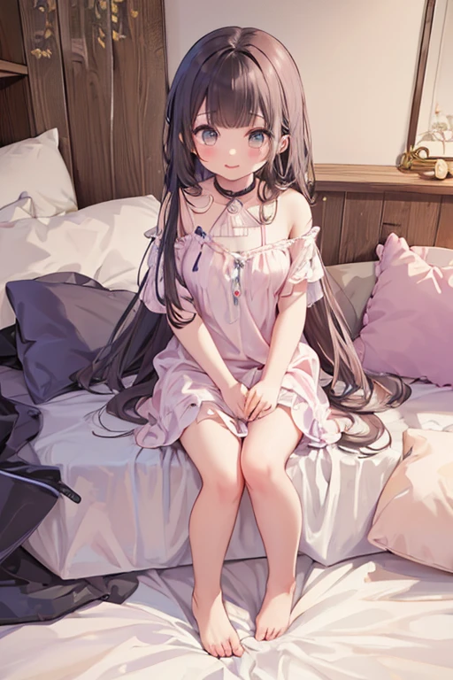 ((2girls)), ((petite kawaii, jk bishojo)), ((kawaii face)), ((puffy eyes)), ((masterpiece)), (best quality), ((ultra detailed)), (8k), (depth), (exquisite), ((crisp)), ((highres)), ((high standard)), ((beautiful and aesthetic)), (super detailed skin), (perfect anatomy), (lipstick), (blush), ((strap slip)), (bare foot), (one room), (big bow in hair), (girl sitting)