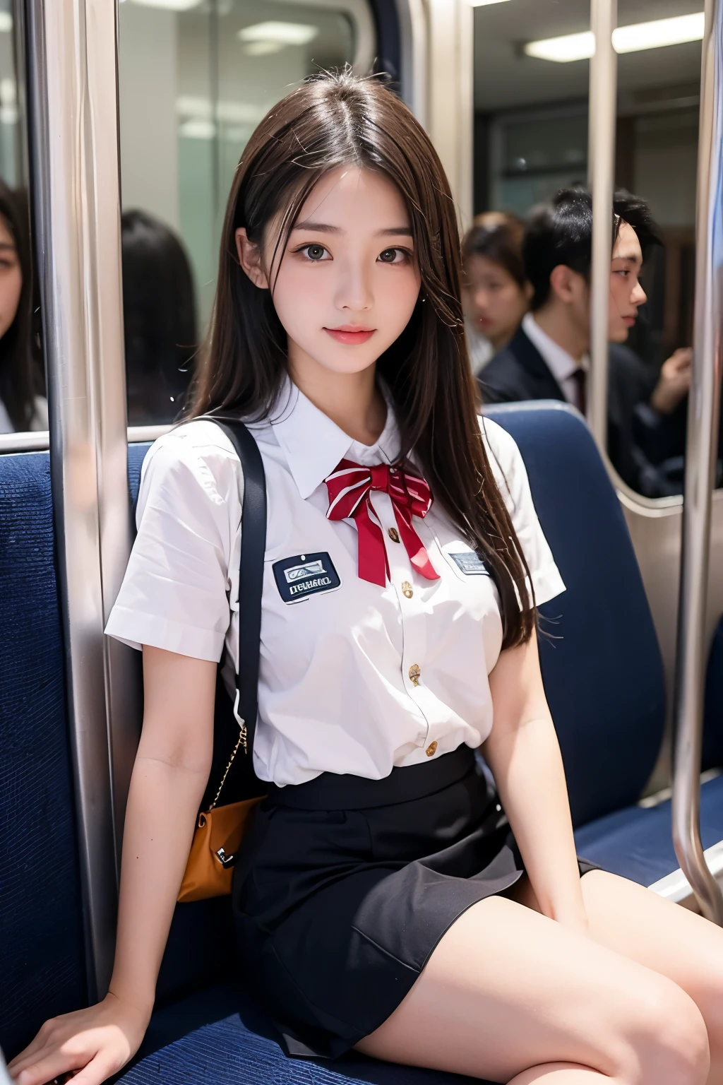 Make cute anime girl in metro station 