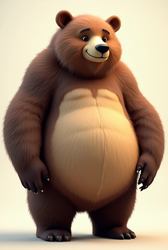 there is a large brown bear standing on a white surface, obese ), man bear pig, giant bear human hybrid, beefy, obese, manbearpig, big belly, rendered in arnold, morbidly obese, fat belly, an obese, depicted as a 3 d render, chunky!!!, pudgy, insanely inflated hips, half man half bear half pig