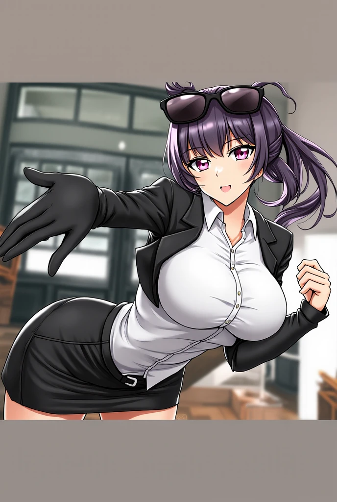 Evil black business woman in a skirt suit