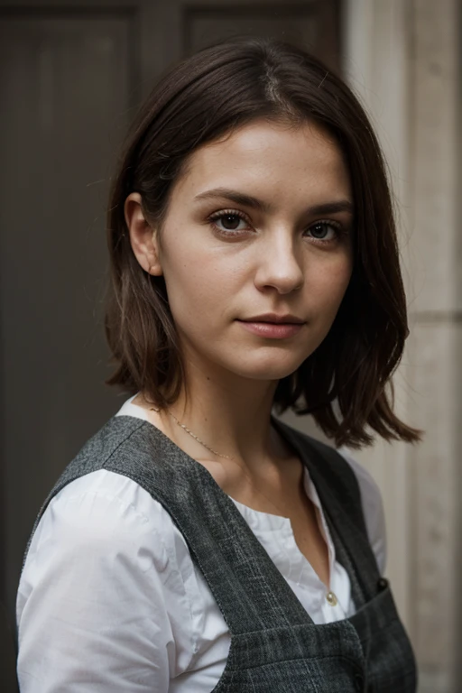 DaisyRidley,<lora:DaisyRidleySDXL:1>,A waist-up portrait of a young beautiful girl, (freckles:0.96) skin, blunt cut hair style, "slim with curves", batik shirt. This image, characterized by its Minimalism style and outdoor background that was recognized as a contest winner. It has been featured on CG Society.