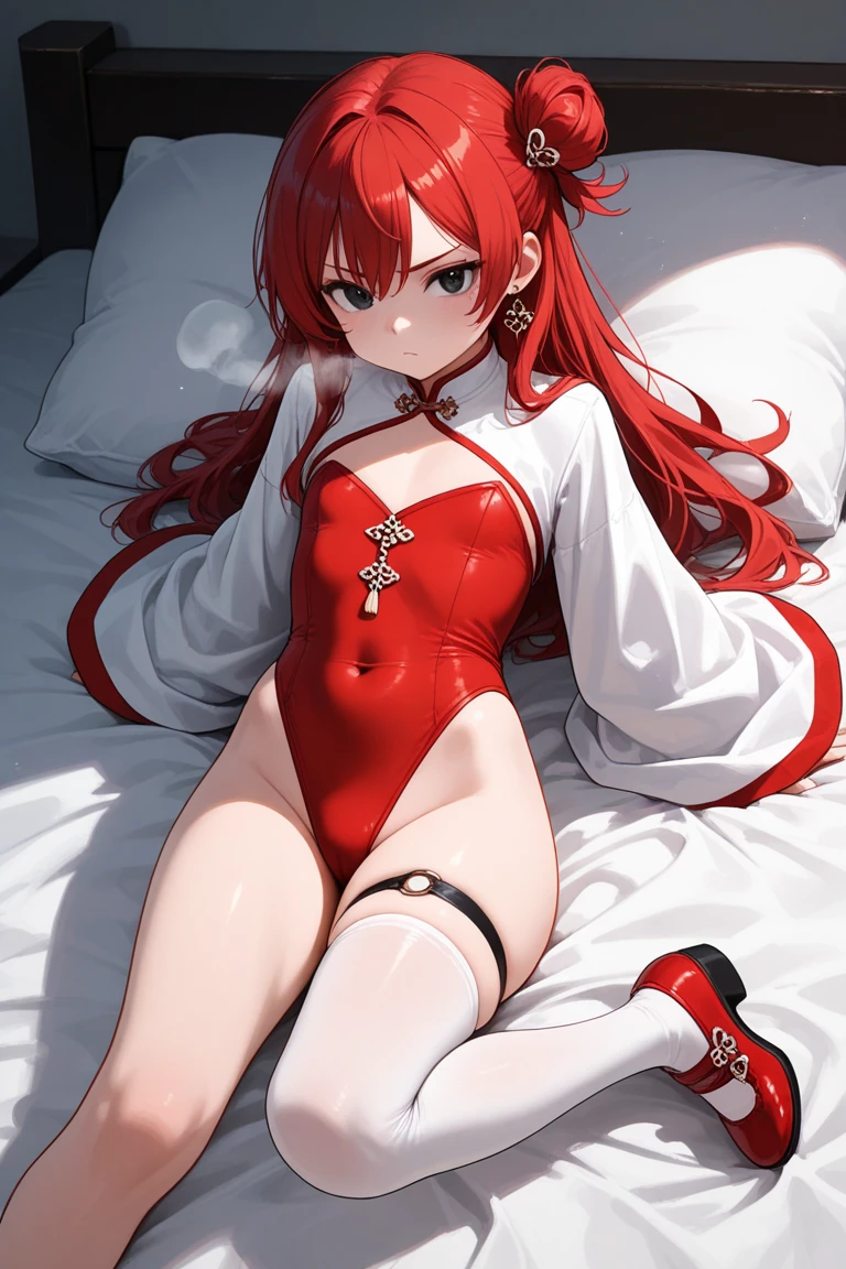 (Highest quality:1.1), (masterpiece:1.4), (Absurd:1.0), Portrait, Close-up,
One Girl、Atti、Red Hair、Red eyes、Long Hair、Medium chest、((Bunny girl))、Looking at the audience、Bedroom、(blush:1.2)、Embarrassed expression、((Fishnet pantyhose))、((Spread your legs))