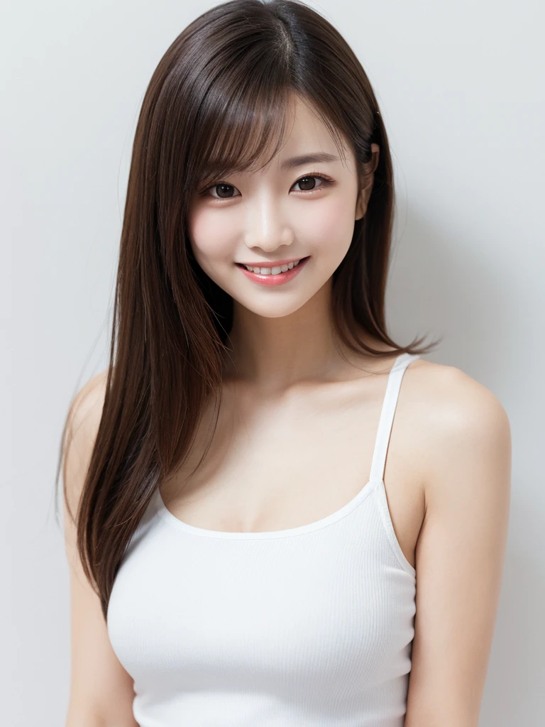 (((white room:1.3, indoor, Photographed from the front))), ((long hair:1.3,lolita,Smile,japanese woman,cute)), (clean, natural makeup), (highest quality, masterpiece:1.3, 超High resolution), (Super detailed, caustics), (realistic:1.4, RAW shooting), very detailed, High resolution, 16K resolution