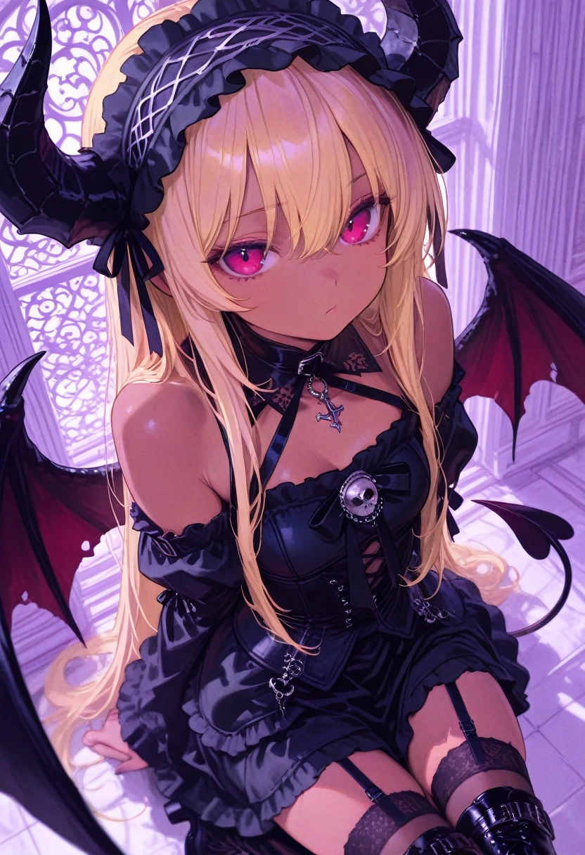 (whimpering),Cute little ,Tiny ,Small girl,,Childish face, Very fine clean face,Top quality, Big eyes,Straight Hair,Yellow hair,Crimson Eye,(Dark Room), Subtle light, Soft lighting,Light from directly behind, (Are standing),Front view,prison