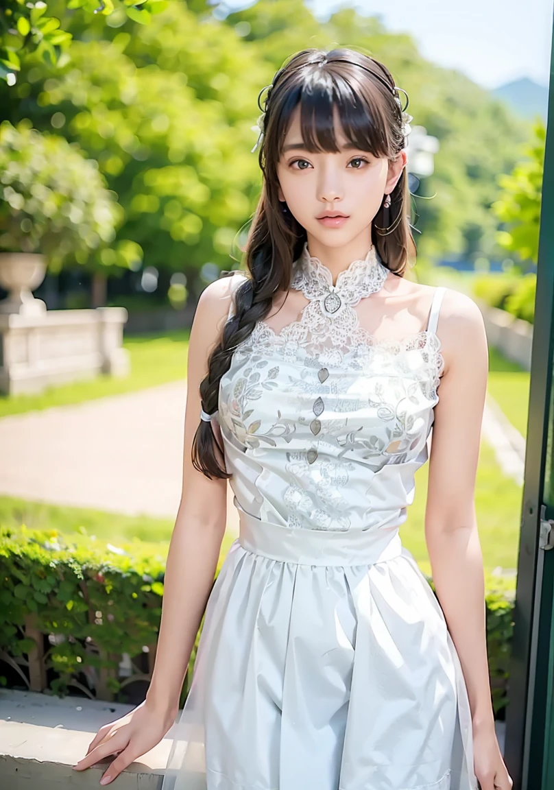 (((Sekai that only God knows))), (Hair blowing in the wind:1.4), (beautiful girl, Baby Face:1.6, Cute face, Idol Face:1.2), (Small and slender figure), (Slender body line), (((Beautiful and divine々Ishi costume:1.2))), (Smooth female body:1.2), Beautiful Skin, Small beautiful butt, Narrow waist, Thin thighs, (Highest quality, 8k, masterpiece:1.2), ((Frontal portrait:1.3)), ((Medium breast, Beautiful nipples)), ((Girl standing on the prairie)), (Detailed eyes and face:1.3), (Detailed hands:1.2, Little girl's small hand), ((A fantastic atmosphere)), (Perfect Anatomy), Ultra-detailed, (Idol Smile:1.3), (View the viewer:1.3), Short Hair