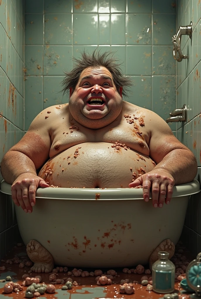 A man who was crushed by a fat man who exposed his stomach in the bath
