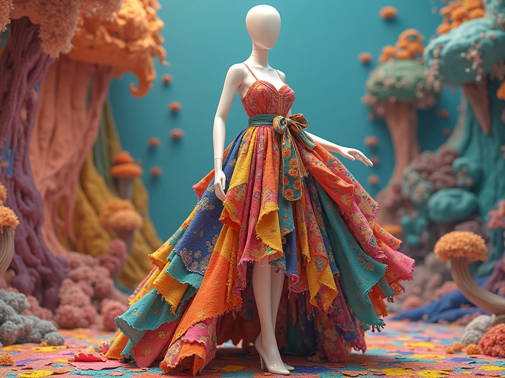 highres,absurdres,masterpiece,best quality,original,extremely detailed CG,extremely detailed wallpaper,perfect lighting,standing on the stage,looking at viewer,blurry background,bare hands,1girl,
<lora:Outfit_OrigamiBallGown:0.7>, dr3ss,pastel yellow blue pink,multicolored dress,origami,