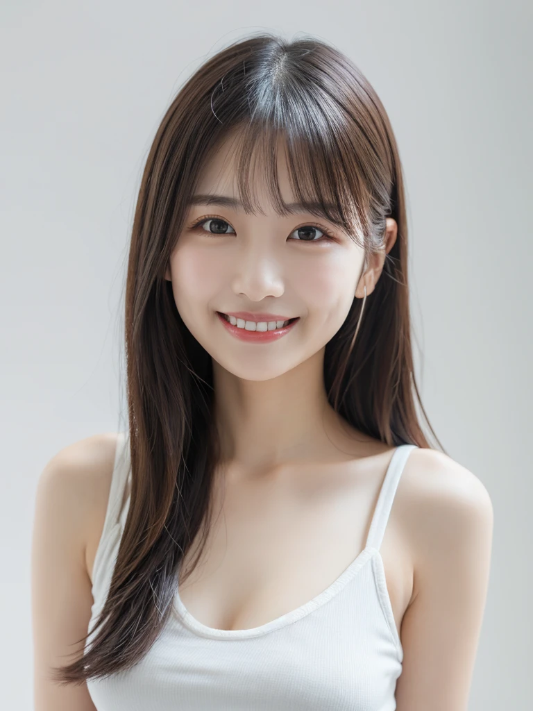 Japanese female college student、Bikini、Clear double eyelids、smile、Semi-long hair