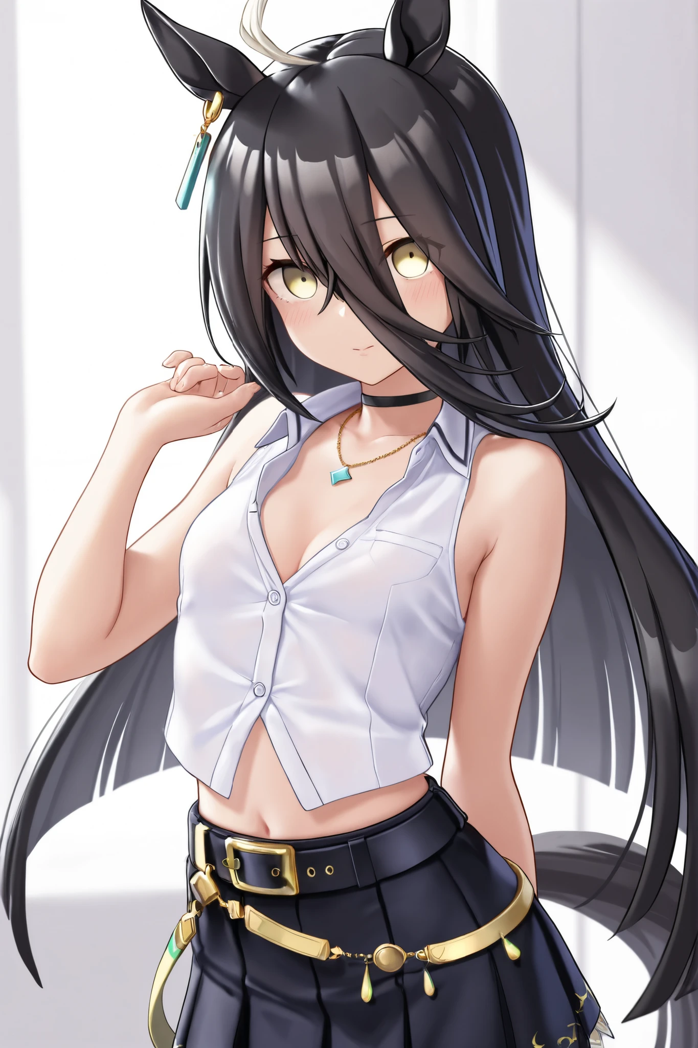 master piace, best quality,ultra detaild,8K_wall paper,(beautifuleyes),((a Pretty)),(Wonderful),(erotick),anime moe art style,1girls,Solo,,Mini skirt,1girls,,black hair,shirts,Long hair,,Navel,Dutch Angle,cowgirl position,Small breasts,,(((zettai ryouiki))),Wet T-Shirt:1.5,Short sleeves,Open mouth,double tooth,Video games in the room