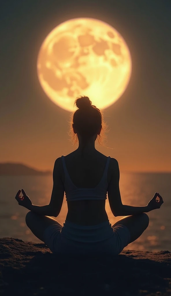 A split image showing two different people: one experiencing intense emotions (crying or laughing) and the other in calm meditation. Both scenes should be set under a full moon sky, illustrating the varied impact of the lunar energy on different individuals. The mood should contrast emotional upheaval with peaceful serenity. -ar 16:9