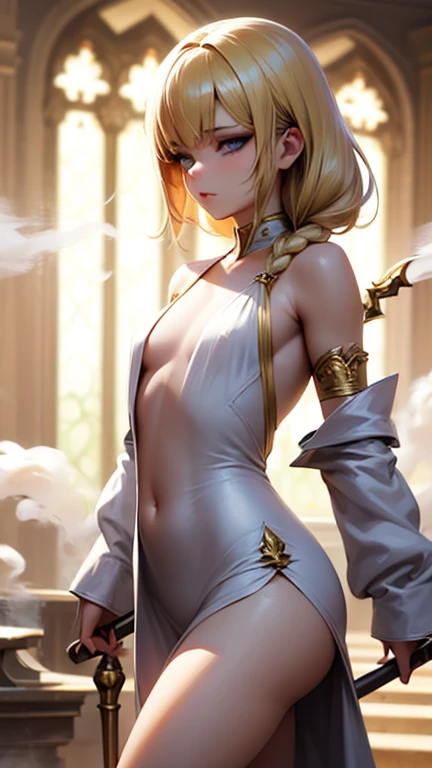 1girl, Angle from below:1.8, The girl bends forward to show off her breasts、legs apart, (Blade), (Tanned shiny black skin:1.6)、Glowing Eyes, ((Sexy evil grin)), (10 years old girl), blondes、Twin tails、forehead、Small breasts, hat, ((((arabian clothes, see-through)), (headband), (Areola Slip), small breasts, (jewelry)))、desert, ((sahara))、foot, ((foot))、(Put your hands behind your head)、arm pits, (Ass), (foot), Ass, (squat)、front, dagger、((footjob)),