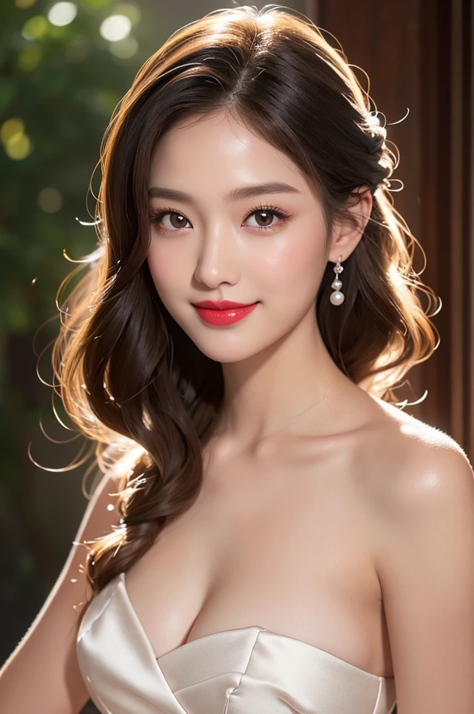 highest quality, masterpiece, ultra high resolution, realistic, 1 girl, off shoulder, smile