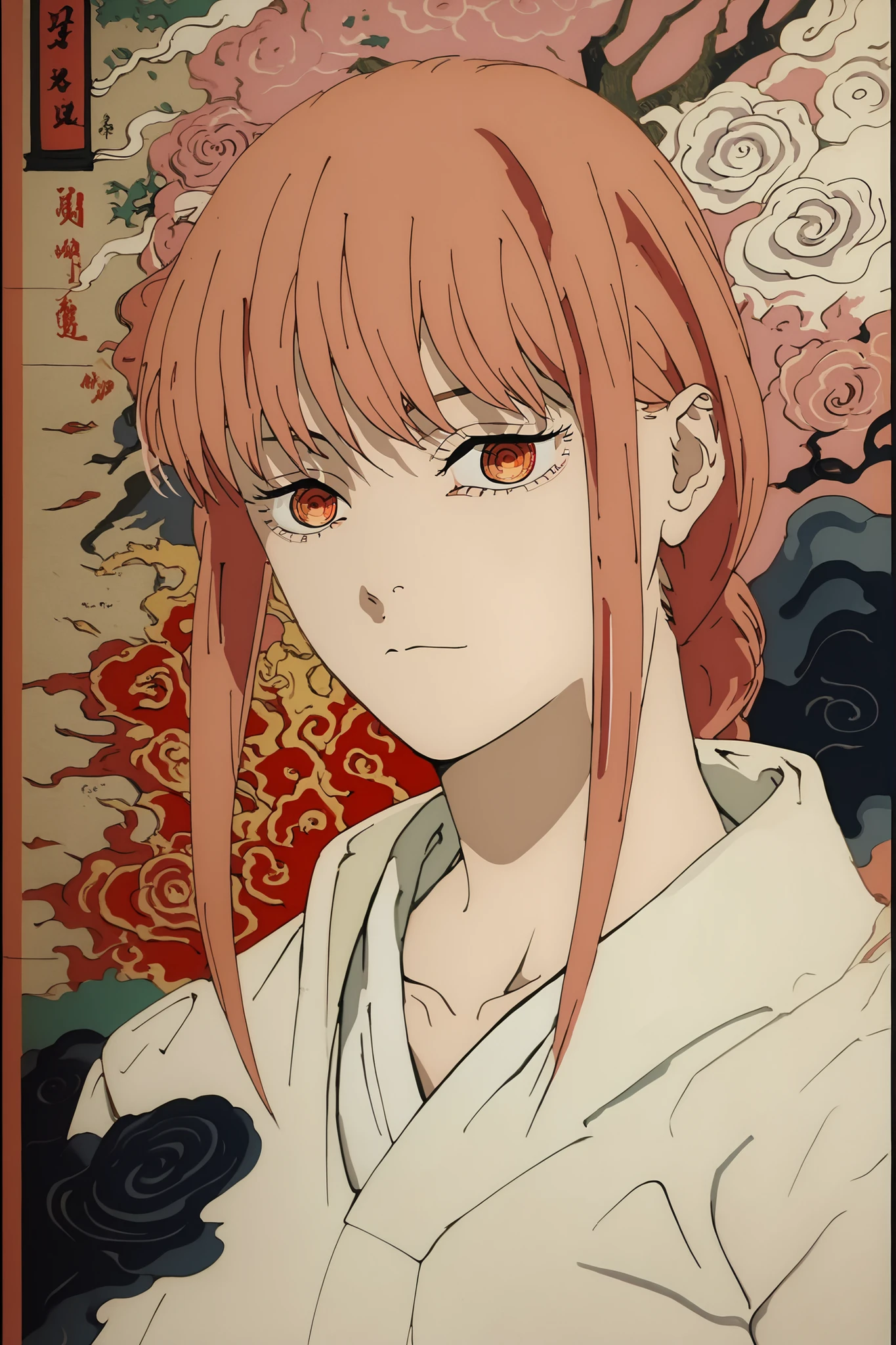 RED EYES,  Traditional Japanese Art,  solo, makima、Japan、is cool