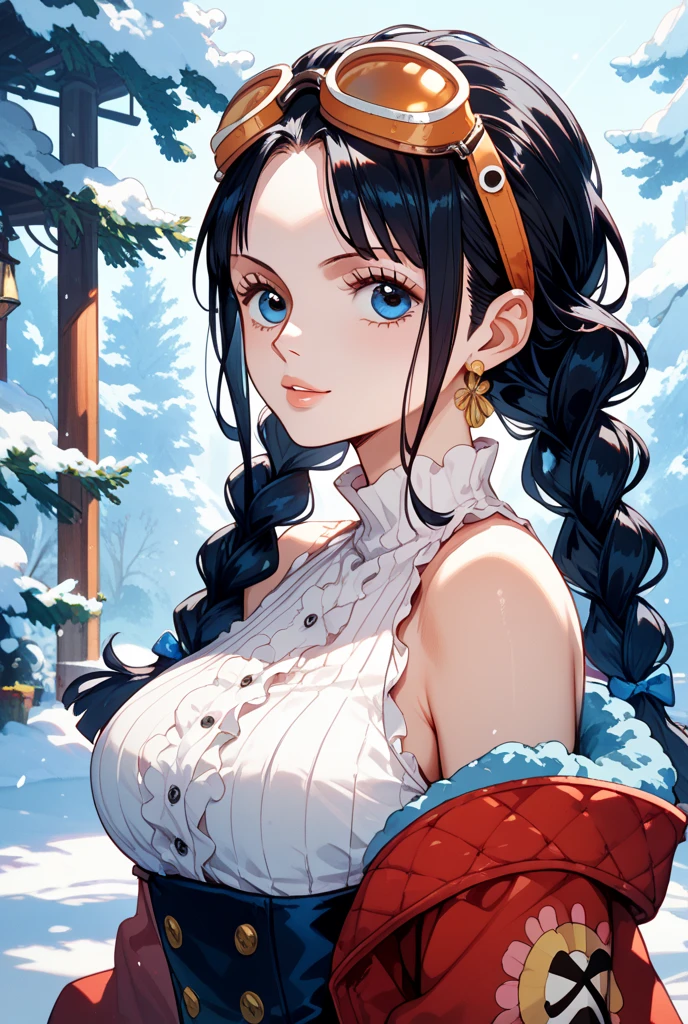 child, Haplogroup D1a1a1, High quality, Masterpiece, Portrait, 1girll, 11 Yeats old, Hmong,Large breasts,cleavage,Off-the-shoulder attire,snowfield,forest,Blizzarding,Frozen magic。Be red in the face,