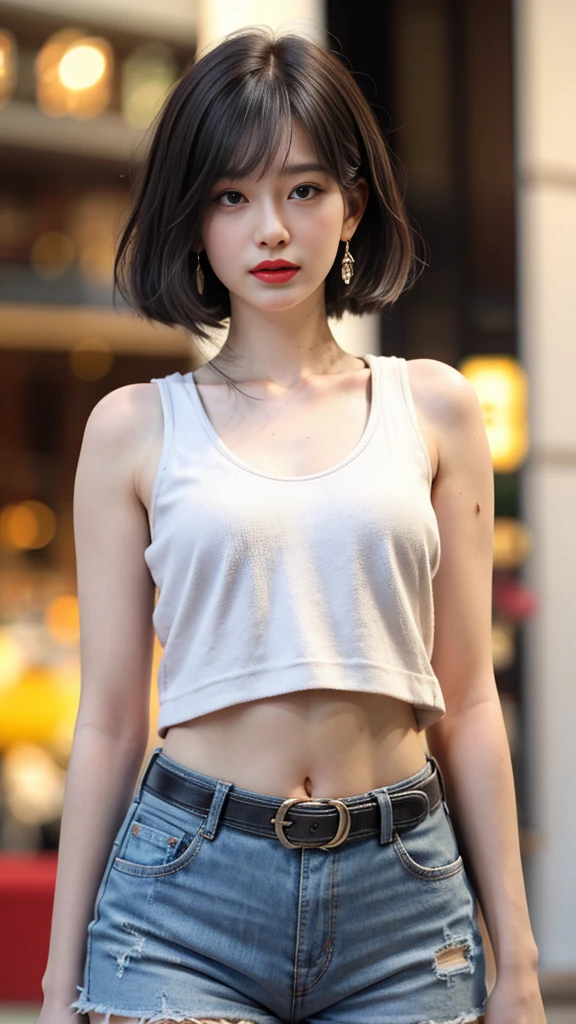 1 Girl, Beautiful, Baby Face, 20 Years Old, White Skin, Large Saggy Breasts, Cleavage, ((wearing random outfit)), (Transculent), ((muscles:1.1)), (()), Sexy Look, Girly Pose, Grey Hair Bangs, short bob haircut, ((adorable:1.1)), ((masterpiece:1.1)), Cute Face, ((Nightly:1.3)), Black Coloured, Candid, ((walking in the city)), ((center view)), eyes on camera, full body, whole body, sexy lips, glossy lips