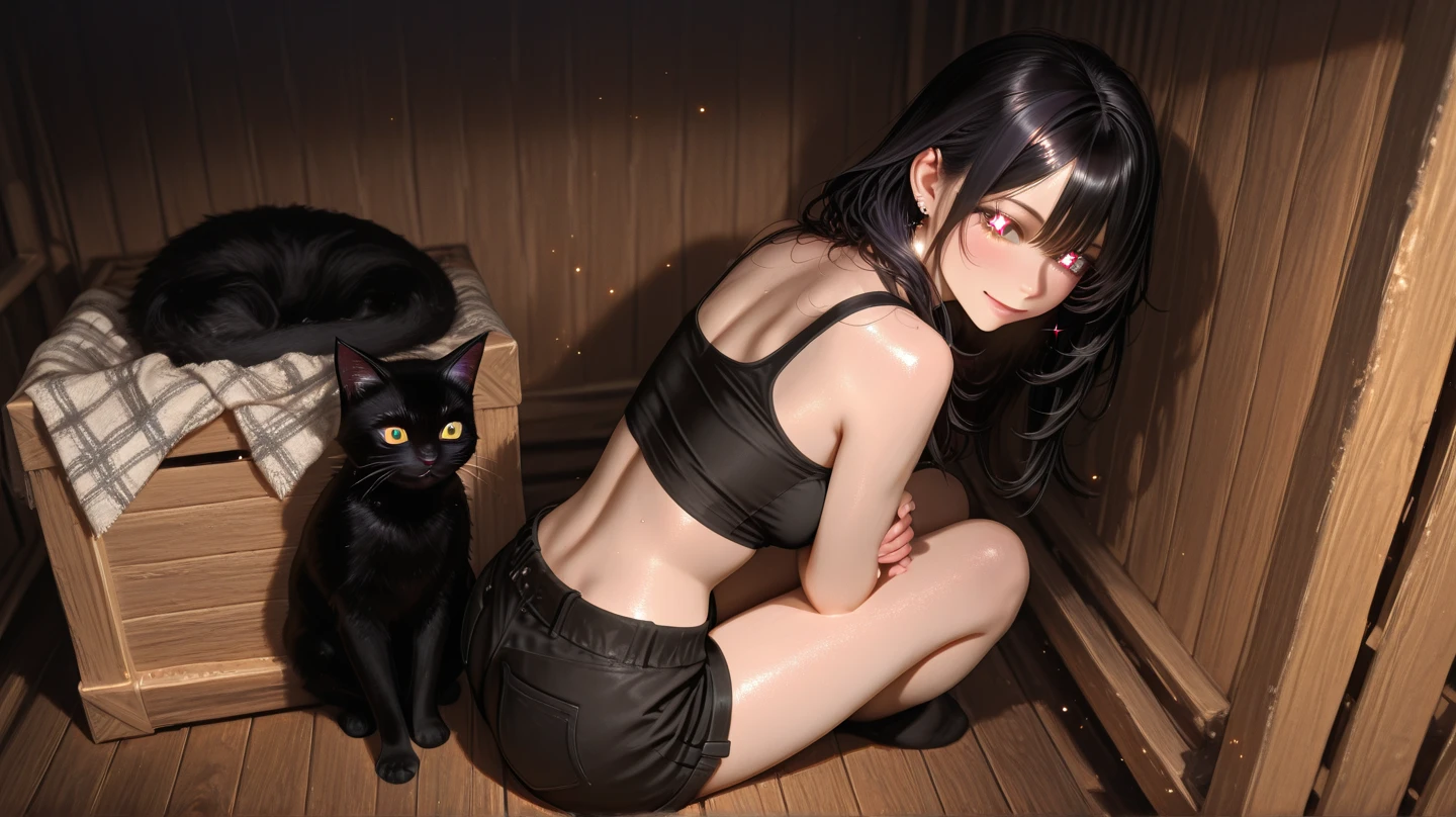 Anime style, jovem mulher de joelhos totalmente nua frontal, olhanolhando pra cima com a boca aberta e lingua pra fora, olhos prateados quase fechados e cabelos prateados, hands resting on the floor