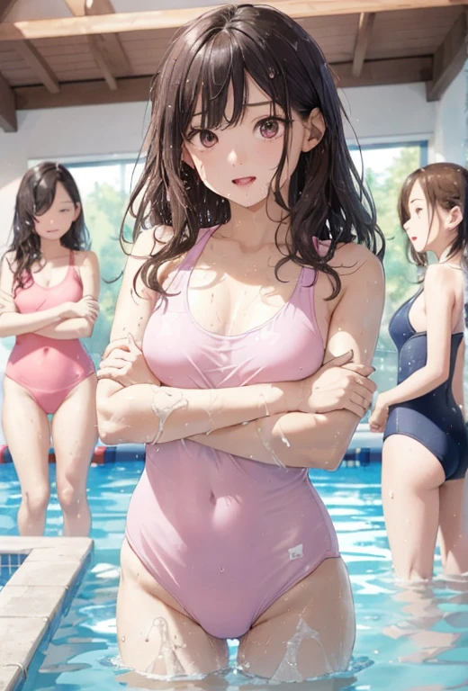 {{Teenage female, caucasian, hundreds of girls, thousands of girls, multiple girls, many girls, only girls, crowd shot, sisters, identical sisters, clones}}, looking at viewer, hazel eyes, extremely detailed, brown hair, {{blue bikinis, matching bikinis, identical bikinis, same color bikinis}}, pool, pool party, crowd of girls, girls partying, happy, best quality, high quality, extremely detailed anime screencap, brainwashed girls --auto --s2