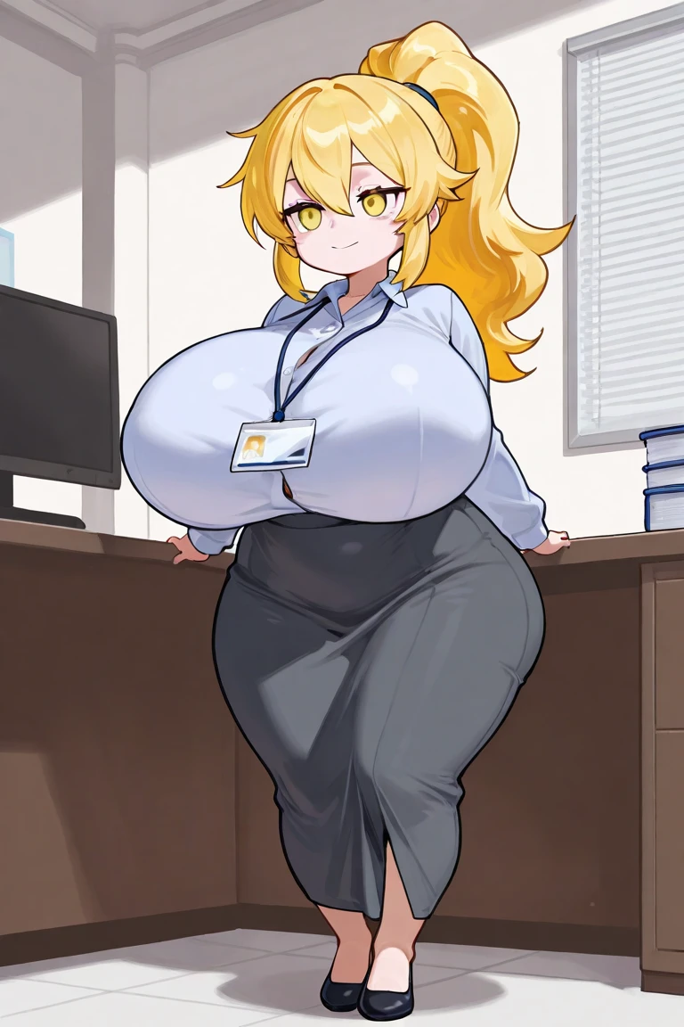 Solo, female,makima,chainsawman,cat,((by bebebebebe), topheavy, office, big breasts 