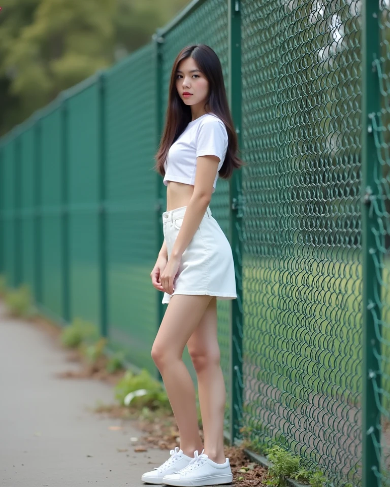 (full bodyesbian:1.5)，(1girll:1.3),(view the viewer:1.4)，(anatomy correct:1.4),(Sit on top of the hill:1.2),(wearing short skirt:1.2),( athletic sneakers :1.1),(Accurate and perfect face:1.3),(Long legs:1.3),hyper HD, Ray traching, reflective light， structurally correct, Award-Awarded, High detail, Fade-in and fade-out shadow contrast, Face lighting ，Cinematic lighting, Masterpiece, super detailing, High quality, High detail, Best quality, 16k，High contrast,