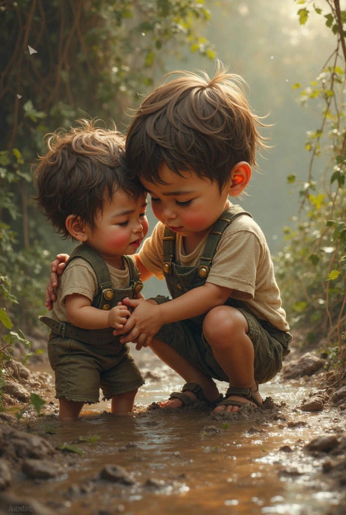 A little boy a beautiful woman blushing beauty sitting on a little boy