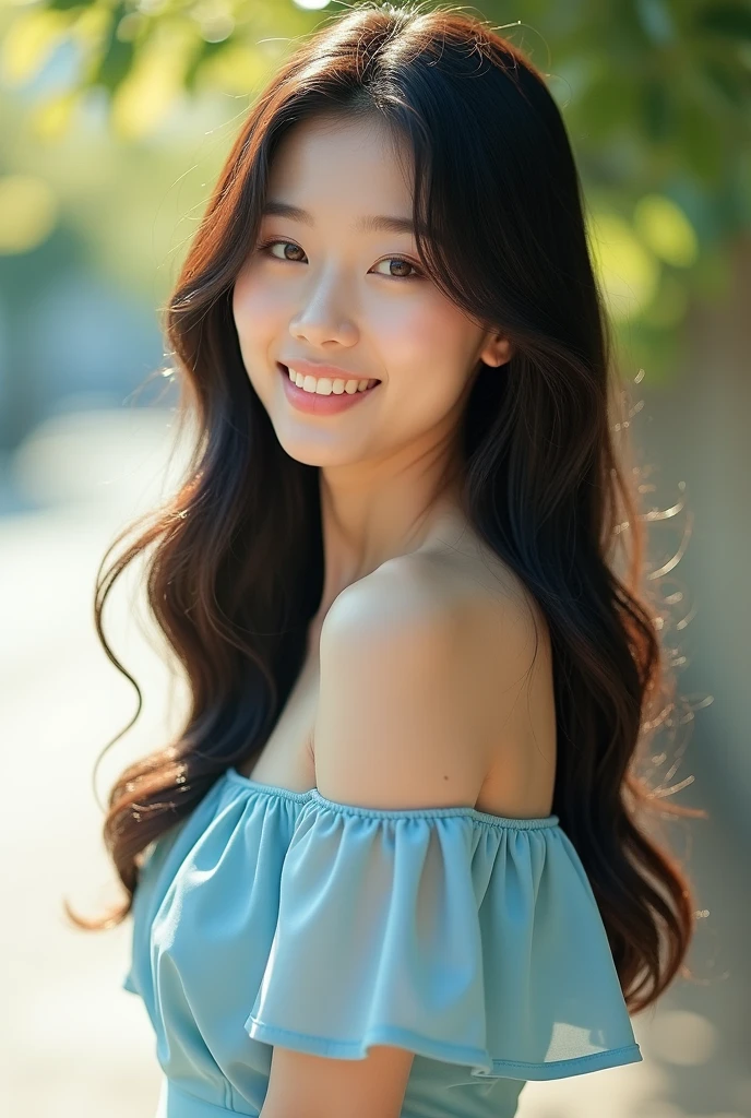 A beautiful asian and young girl.Her facial features are exquisite and fully conform to the golden ratio of human anatomy...Her long,waving long brown hair, medium breasts, huge chest, fat body, beautiful scenery, medium breasts, big, big , busty , medium breast, big , wearing a sexy shoulder peach print dress, sexy pose , medium breasts , medium breasts, huge , full body shot, thick body, stilettos pump white heels straps, beautiful smile , leaning back on the wall