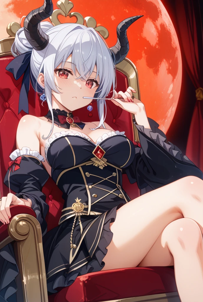 ((highest quality)), ((masterpiece)),(detailed),High resolution,Sharp focus,Perfect Face,One girl,
(非常にdetailed CG unity 8k wallpaper),(((Vibrant colors))),{best illustration},
shiny 肌,very shiny 肌,Shiny body,plastic glitter 肌,exaggerated shiny 肌,illuminated skin,
((detailedなボディ)),(detailedな顔)), cute,Lewd,erotic,Bold,Adult,,Medium chest,
Long legs,Mature Woman,Freya,One girl,one person,Long silver hair,Purple eyes,hair ornaments,Cleavage, Silver Hair,
Exposing shoulders, clavicle, 
Arrogant look, Domineering smile,((((Domination,Domination的な,Domination者))))
(((stand firm with feet set apart))), 