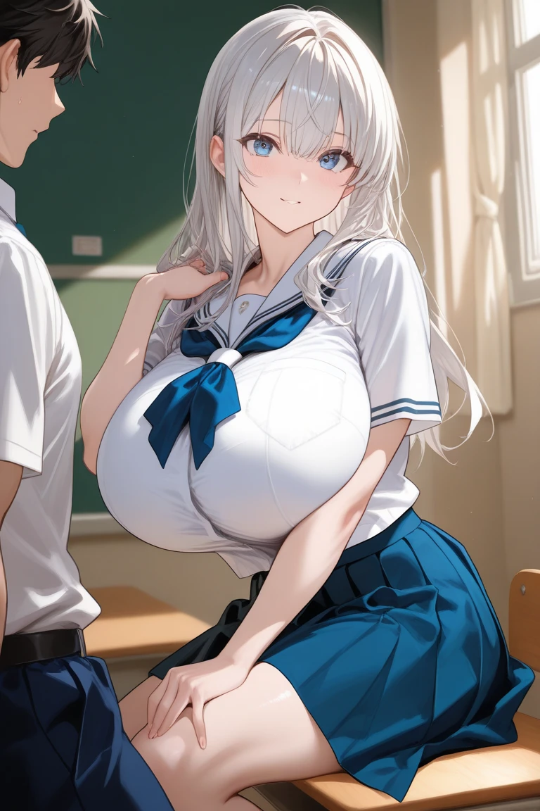 Two-dimensional beauty、beautiful、skirtを履いたロングの女性、Uniform Cosplay、Titty fuck、Sandwich Shota'Penis between breasts、First time、Sex、Large Breasts、school uniform、skirt、All buttons are disconnected、Bathroom、Shyness、Sweat、Drooling、