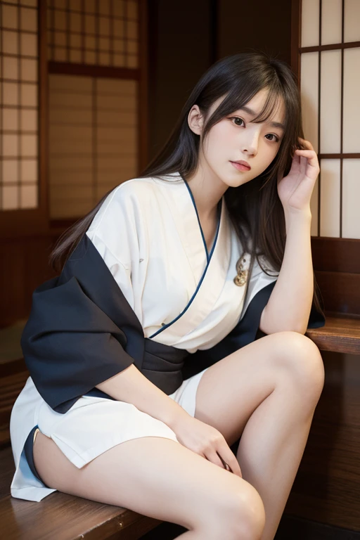 hi-school girl, lesbian, Japan Yukata, No bra, , Legs spread wide