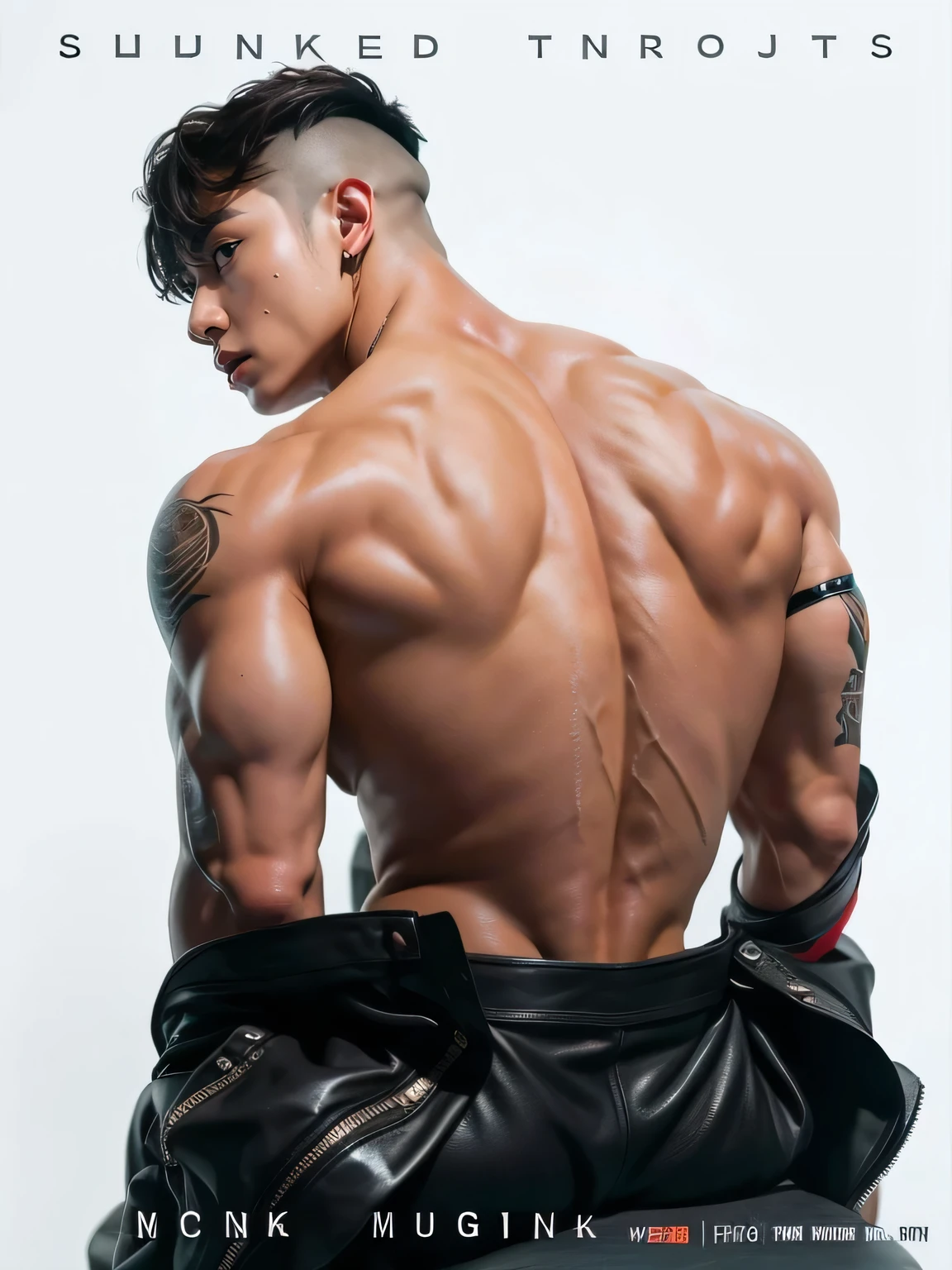 Bust photo，，A photo of the front ID，smooth jaw，White lace bra，比基尼，Hermaphroditic men，with fair skin，White lips，Thin waist，ass big，The light is even，with a pure white background，plain face，korean people，male people，nakeness，Smooth shoulders，鎖骨，Turn Back，Short broken hair，Youth，cool guy，18yr old，scowling，cool guy，Slim young handsome guy，