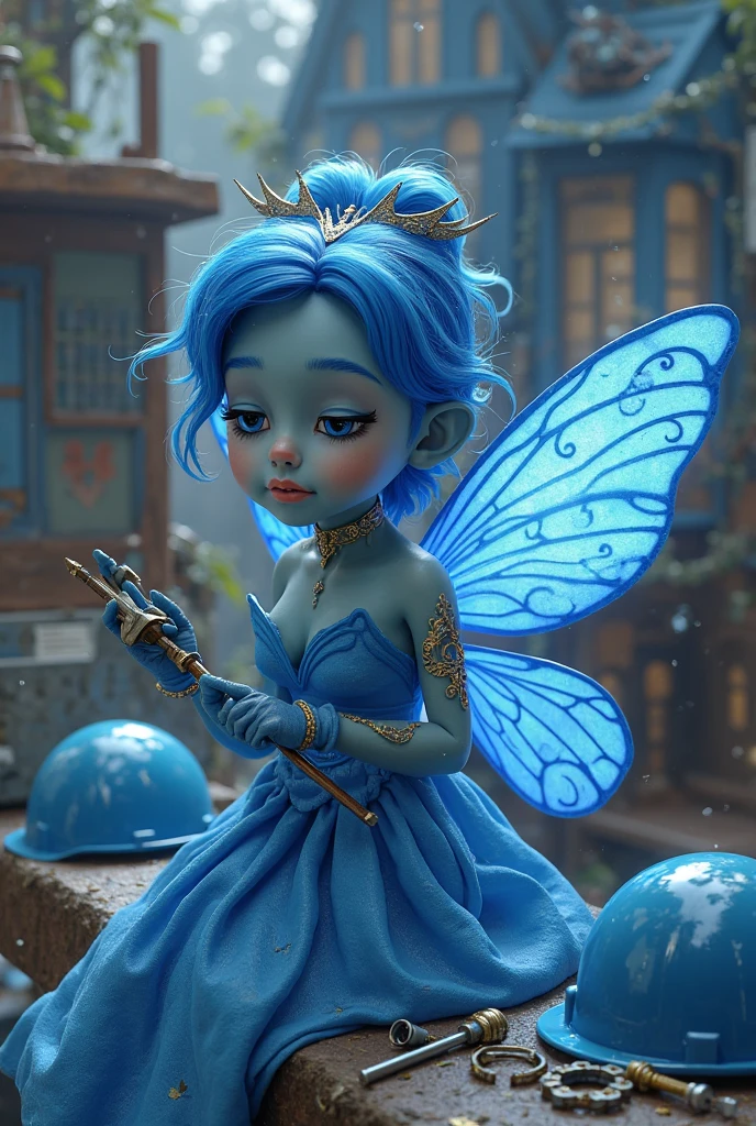 (best quality: 1.4), (masterpiece: 1.2), detailed, complex, high resolution, iridescent colors, A charming and fascinating creature with otherworldly forms that blend the best aspects of the monster human form and the innocent charm of a precocious child, scales, wings, blue, texture, complex, gorgeous, 3D, highly detailed, decorative style, Tim Burton, Dale Chihuly, Bruce Zheng, Cyril Rolando, H. R. Giger $plastic$ Grid: Real Lenoid afremov style, wet, fire