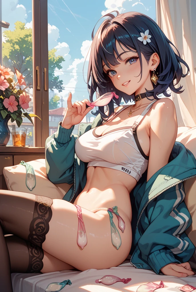 Browsing Caution,((Highest quality)),((masterpiece)),(detailed),((Anatomically correct)),((detailedな説明)),Shooting from the side,Sexy,Focus on the chest,((In the bedroom)),((Ahegao)),((Ecstasy face)),Nasty female nurse,((Wear glasses)),Very small breasts,Skinny body,Black hair ponytail,Nurse cap,White shirt,((Shirt is open)),((Blue bra exposed)),((Blue panties exposed)),Black Boots,She's surrounded by a ton of dicks,Semen is poured all over the body,Semen spurting out of the vagina,Dildo ejaculates huge amount of semen into vagina,