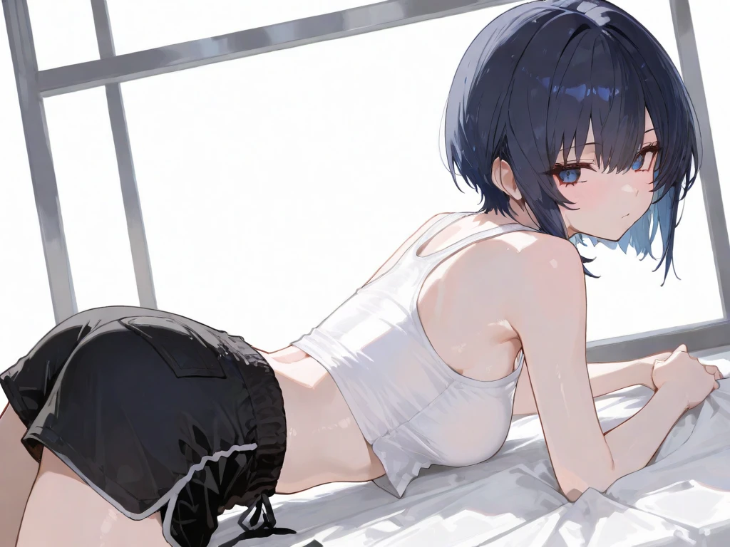 (top-quality、​masterpiece)、a girl solo、Sit on the balance ball、(During intense sex、Very frightened face、Kamimei、glaring)、severely disheveled hair、so short hair、Black hair、tiny chest、small nipple、Undressed、Being attacked、agony、skinny thigh、a small face、Sweating all over the body、18year old、gym、traning、