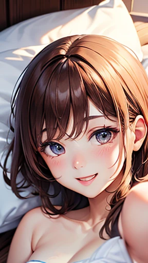 (One Girl:1.3), Cinematic Light, (masterpiece, Highest quality, Highest quality, Official Art, beautifully、beautiful:1.3), Very detailed,Most detailed,(Very detailed),((Very delicate and beautiful)),
From above,(( Lying in bed)),
alone, chest, Silky long hair, (Brown Hair),
Light blue micro lace nightwear, 開いたchest,33 years old、charm、charm的、Functional、lure、smile、pleasure