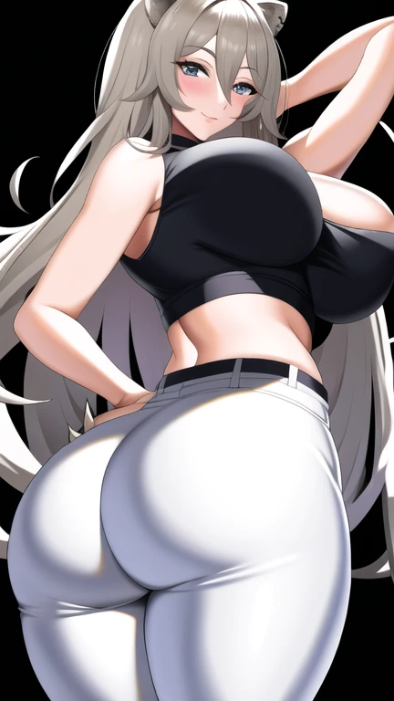 anthro ass big ass big breasts blush breasts cat ears cat humanoid cat tail cute furry furry female furry only large ass large breasts tail white fur