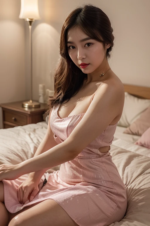 1 Girl,hotel,Soft Light,Chinese Beauty,Tight Fit,Silk Nightdress,