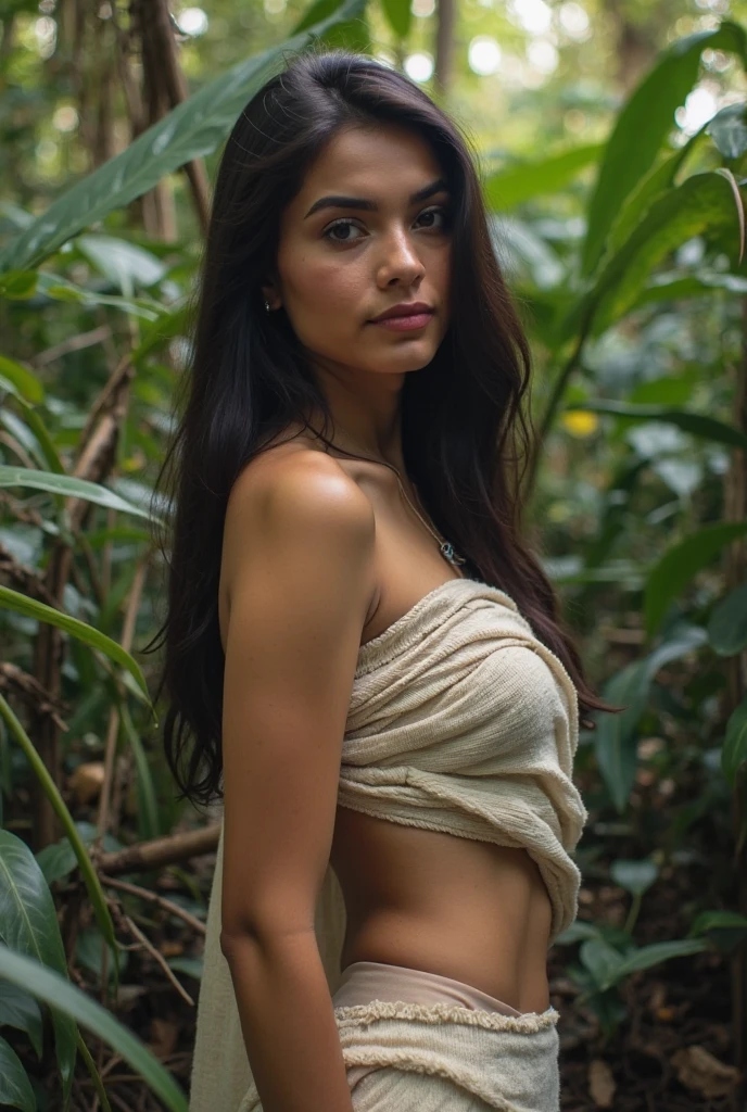 22 year old Colombian girl, realistic 4k, in the forest