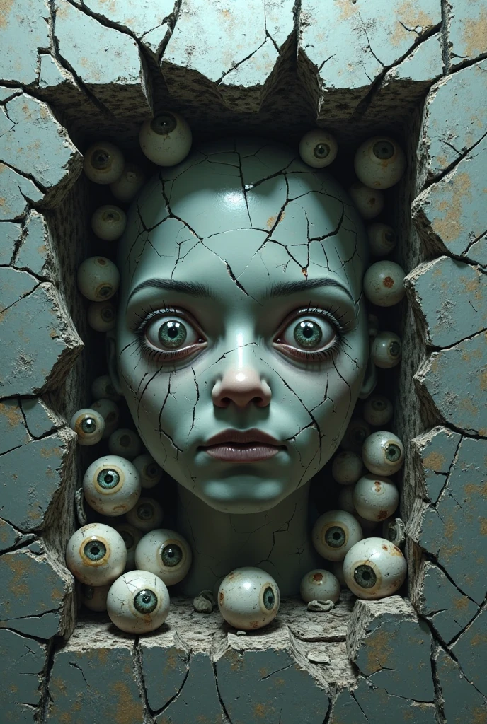 Terrifying Alien Autopsy in grunge dirty style. A dark and dingy room. A group of scientists in white coats huddle around a long metal table. On the table, a large, alien body lies exposed. The body is covered in strange, pulsing veins. Its skin is a sickly green color. Its eyes are large and black, with no pupils. Its mouth is filled with sharp, pointed teeth.