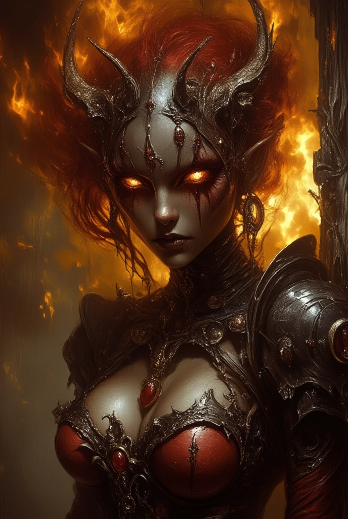sh4g0d,
girl witch, wearing skull mask made of wood, portrait, standing, skin out, dark room, dark blonde straight long hair, great details and colour
