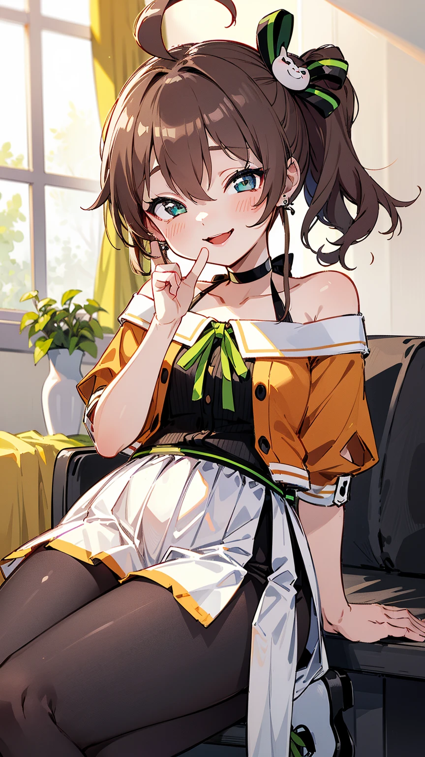((((Open your mouth))))、masterpiece,Highest quality,High resolution,Very detailed,bb Festival,meだium hair,skinny,Ahoge,Brown Hair,((((( Captivating smile ))))),skinny,Hair between the eyes,bangs,Hair Ribbon,Black choker,Earrings,Black Ribbon,plaiだ shirt,Grey Shirt,Shoulder cut-outs,Short sleeve,See-through sleeves,Black Skirt,High Waist Skirt,Race,(((( Perfect Fingers )))) , shoes,(black shoes:1.4),Race trim,shoes,Black footwear,indoor,(Cafe:1.2),((Blowjob Gestures:1.5))、Open your mouth ,Sitting,Chair,Heavy breathing ,Put your hand in front of your mouth,Put your hand in front of your mouth, manga,article,magazine、(Black Mask:1.2, Remove the mask:1.3)