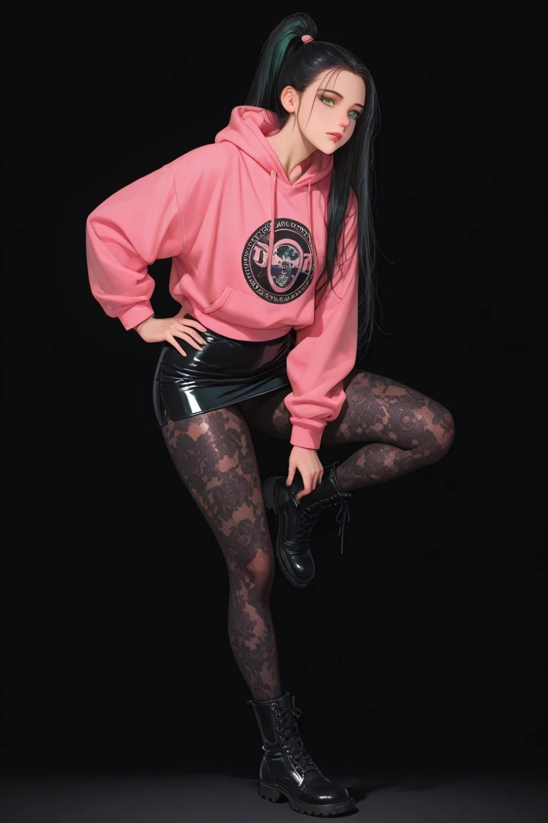 A full body girl, with light skin, beautiful cute, with blue hair, with a cute dress and slippers on her feet.