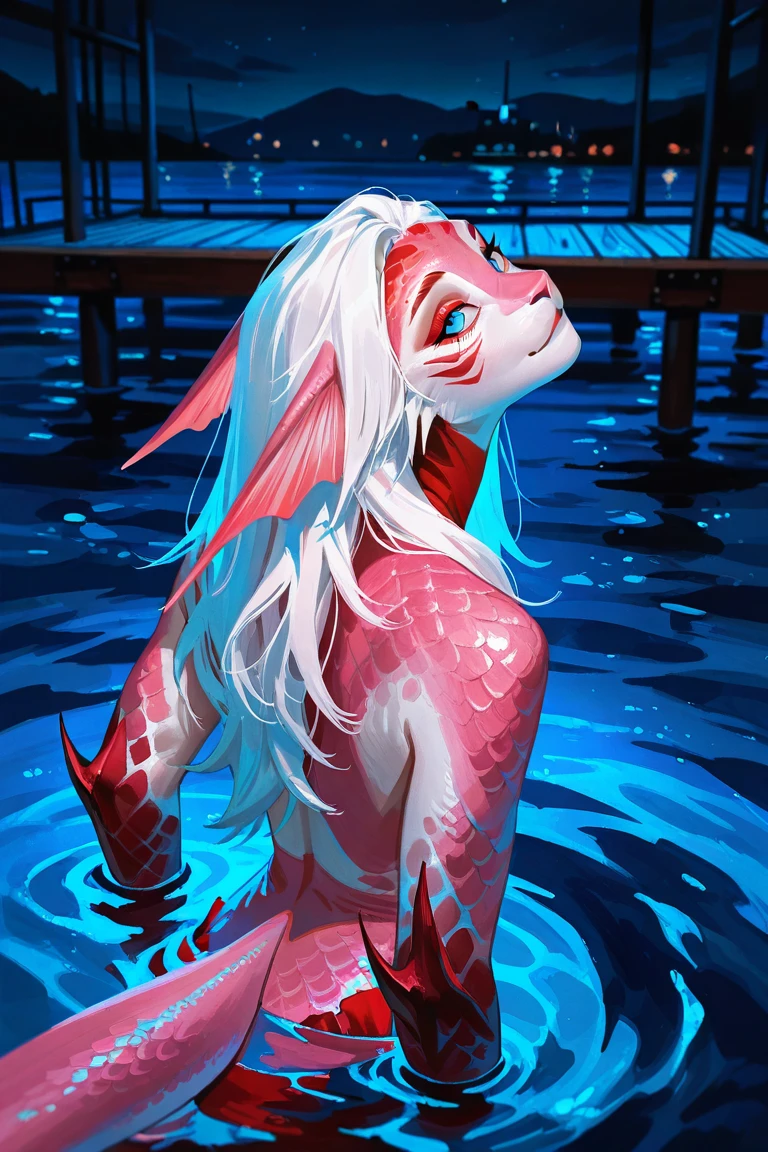 ultra-detailed, masterpiece, masterwork, high quality, best quality, hdr, (nature, hot spring), nsfw, female, solo, dragon, (nude,), (red little body minotaur), (white body), (long golden hair), chibi, detailed yellow eyes, sitting, dynamic angle, sweat, wet, tits, pubic hair