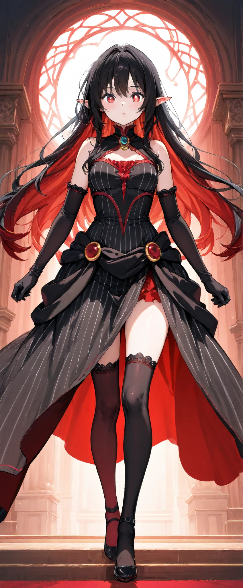 Rias Gremory red hair blue eyes with going out clothes