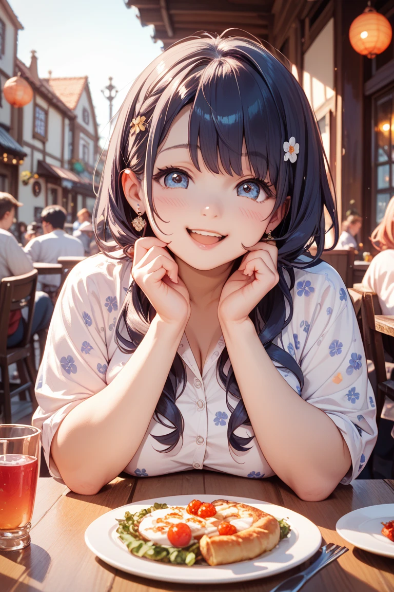 Beautiful Features、Japanese, ((Dark Redhead、Side Ponytail: 1. 5)), ((Slanted Eyes:1.3)), ((Close your eyes and laugh、Smiling and showing white teeth:1.4)), Highly detailed eyes, Highest quality, Ultra-high resolution, Beautiful and vivid illustrations、Ultra-realistic oily and glossy skin, Detailed fabric texture, Ray Tracing, High Resolution CG Unity 8K Wallpapers, RAW Photos, Natural front light、Accurate Fingers, Anatomically correct,
BREAK,
((Upper Body Shot)), (Focus on the chest and face), (Simple Background),